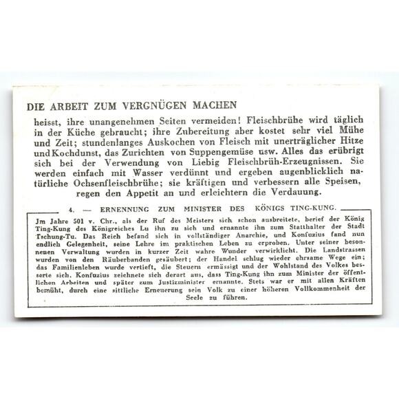 Victorian Liebig Fleisch-Extrakt Trade Card Confucius IV Minister Art - Picture 2 of 2